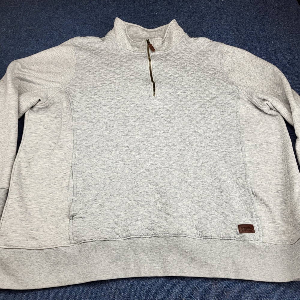 LL Bean Mens 3X Gray Quilted 1/4 Zip Pullover Sweatshirt Mock Neck